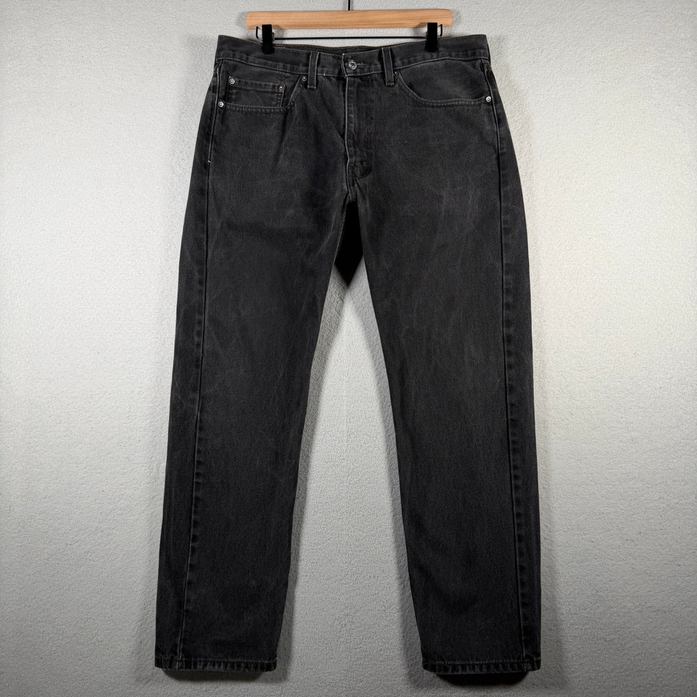 Levis 505 Regular Fit Mens Charcoal Black Straight Leg Denim Jeans 36x30